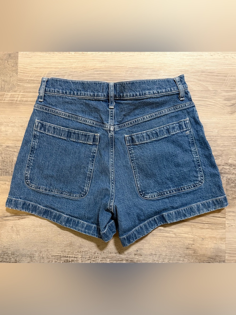 Madewell Shorts Women 30 Blue Denim Emmett  High Rise Sailor Patch Pocket Shorts - Picture 2 of 11